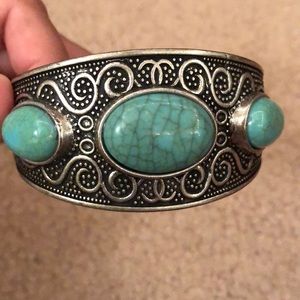 Fake turquoise and silver bracelet